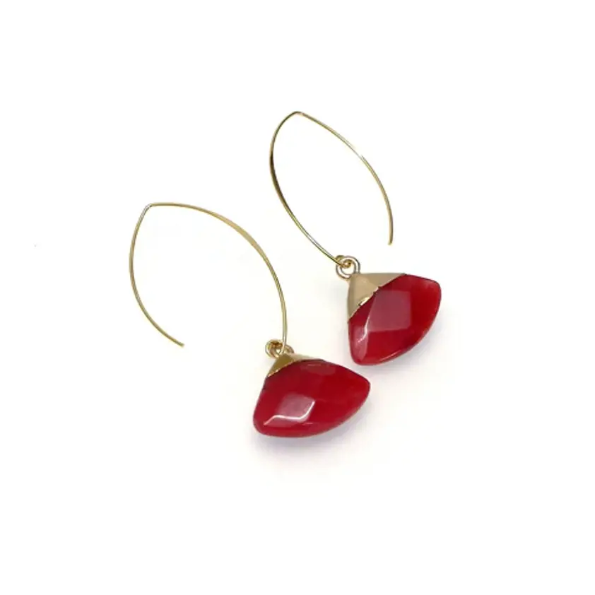 Gemstone - Gold Plated Earrings Orange