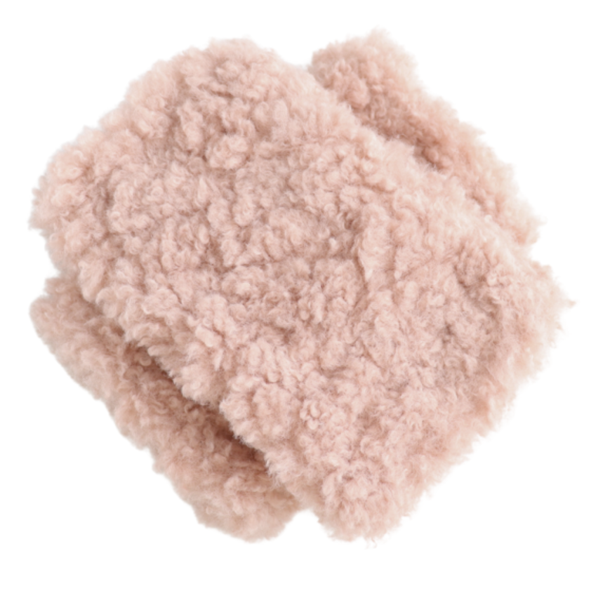 Pink Teddy Fingerless Mittens Almond