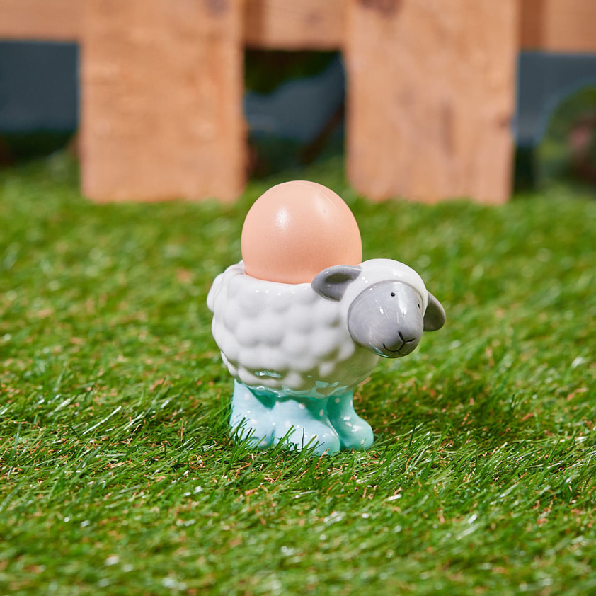 Sheep Egg Cup With Blue Wellies Blobby Ceramic