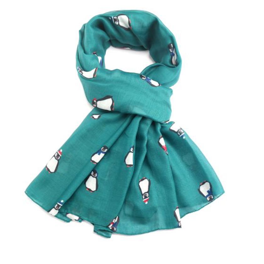 Baby Penguins Scarf Green