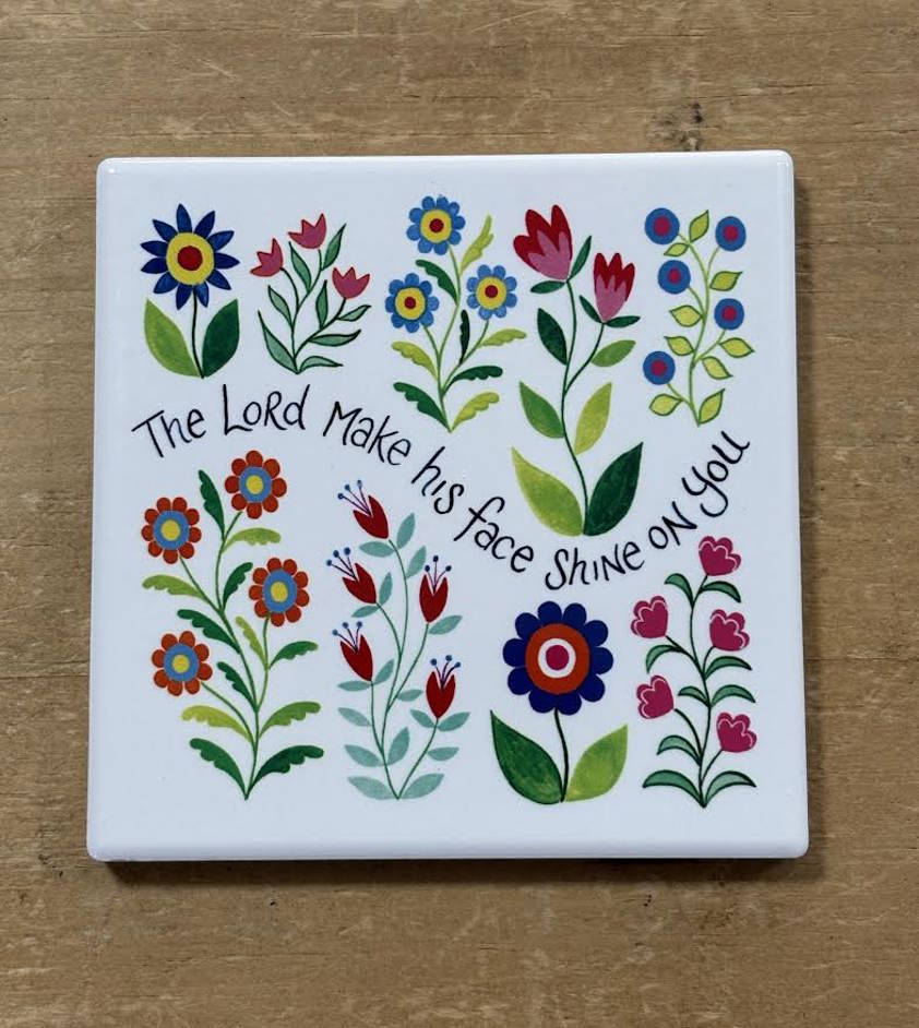 The Lord make his face Hannah Dunnett Floral Square Coaster