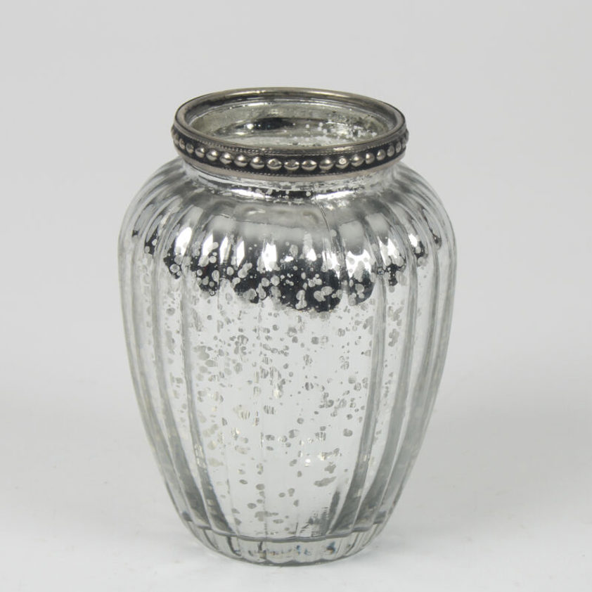 Ribbed 11cm Vase T-light silver