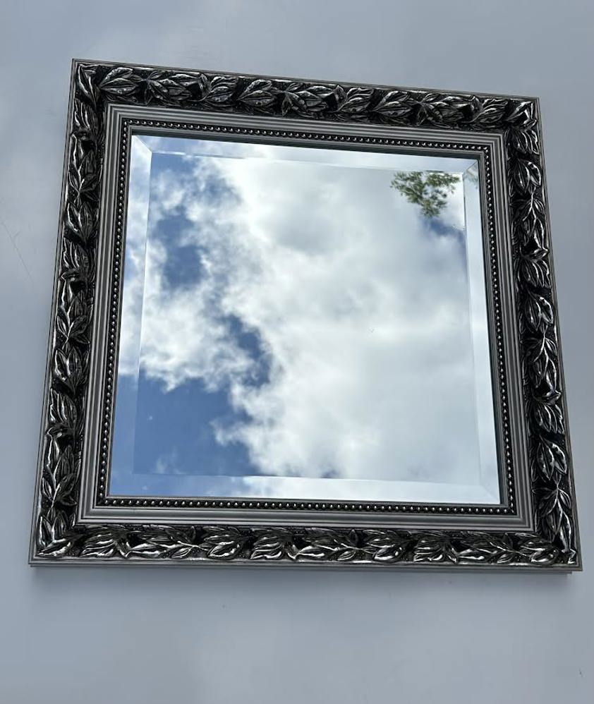 Silver Leaf Pattern Square Mirror