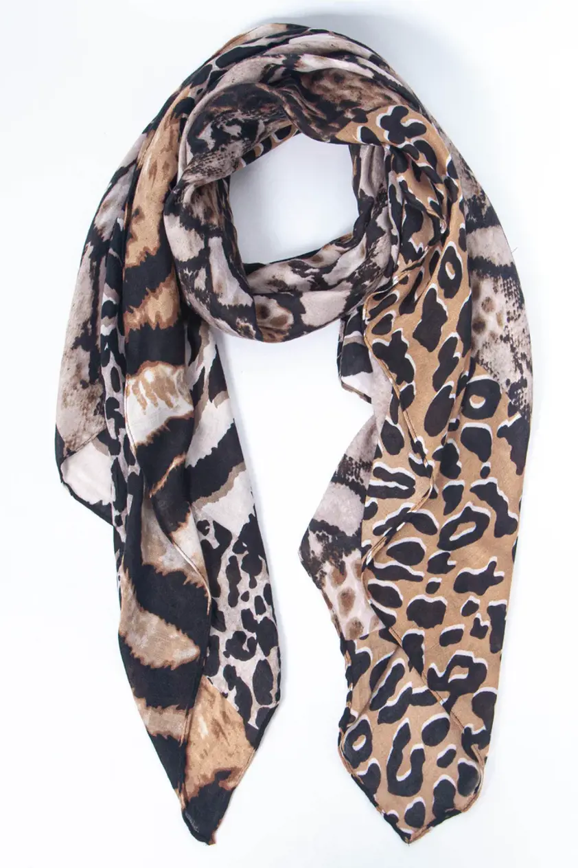 Harriet Lightweight Scarf Neutral Mixed Animal Print