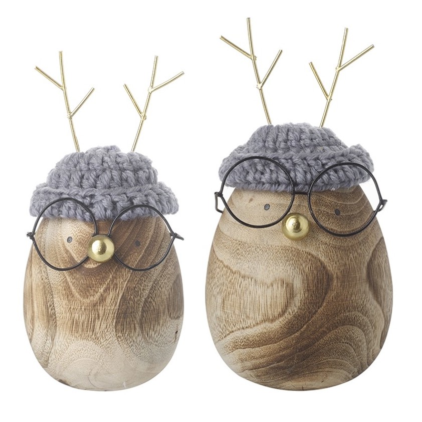 Wooden Figure In Glasses & Hats