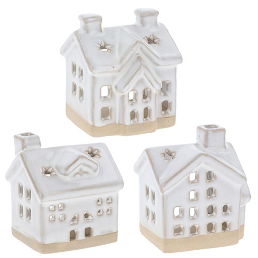 Christmas Star Glazed House Tealight Traditional