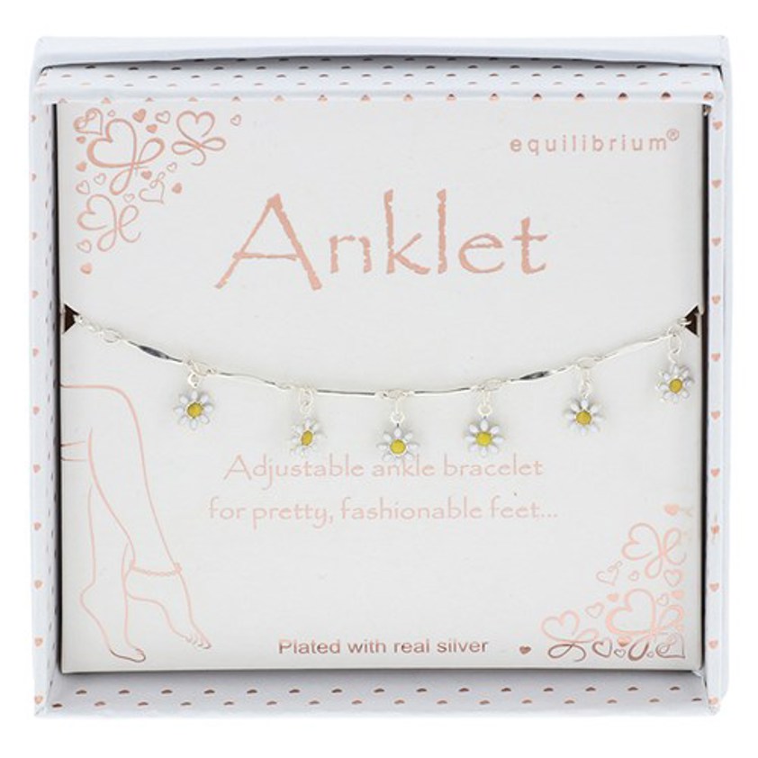 Pretty Daises Silver Plated Anklet