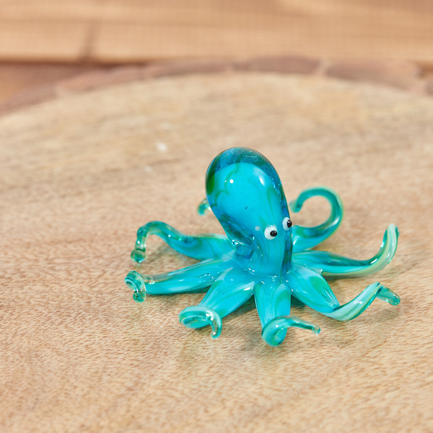 Glass Octopus Ornament in Box Blue & Green