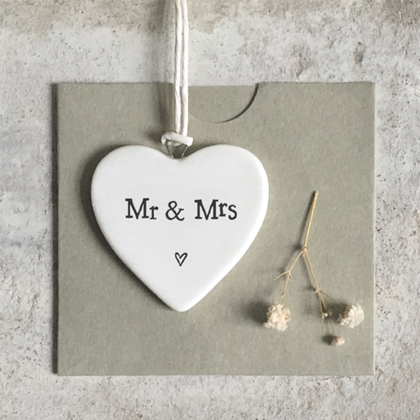Small Hanging Heart Mr & Mrs