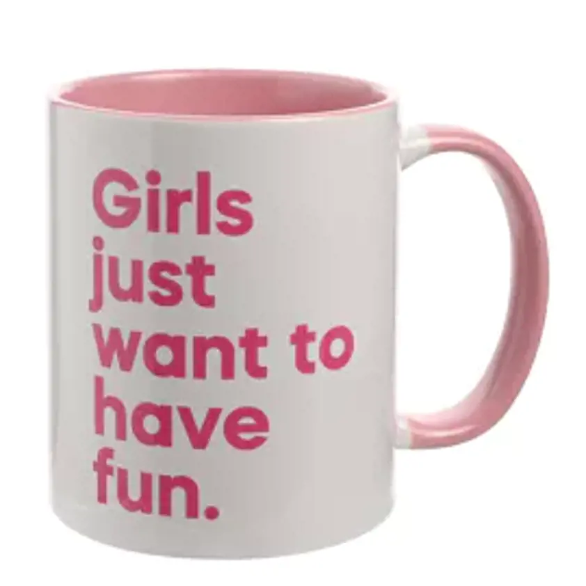 Say It With Songs 11oz Mug Pink Inside - Girls Just Want To Have Fun - Cyndi Lauper