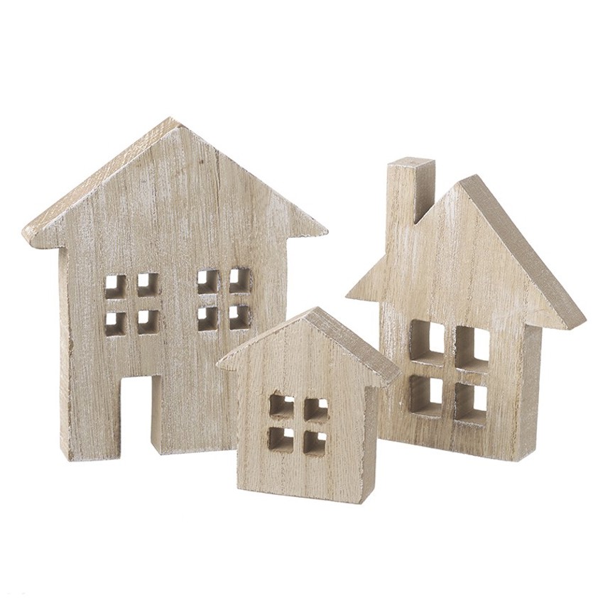 Wooden Houses Set Of Three