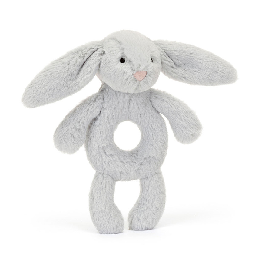 Silver Bashful Bunny Ring Rattle