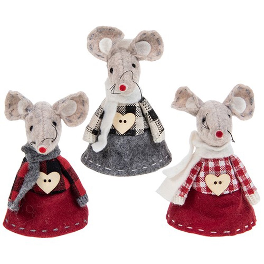 Christmas Tartan Mice Sitting