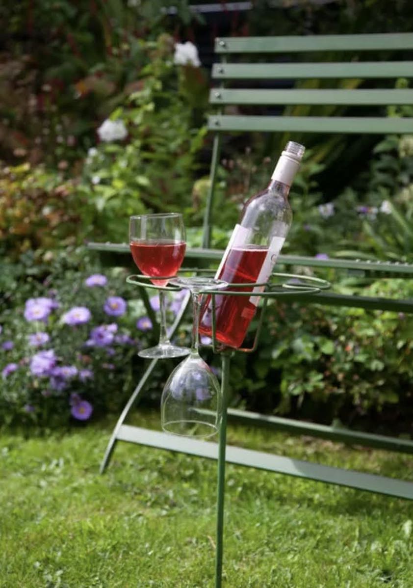 Garden Stake Bottle & glass stand