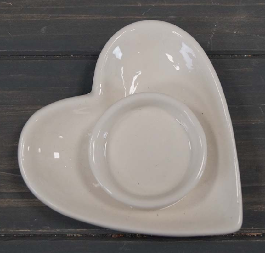 White Ceramic Heart Tealight Holder (10.5cm)