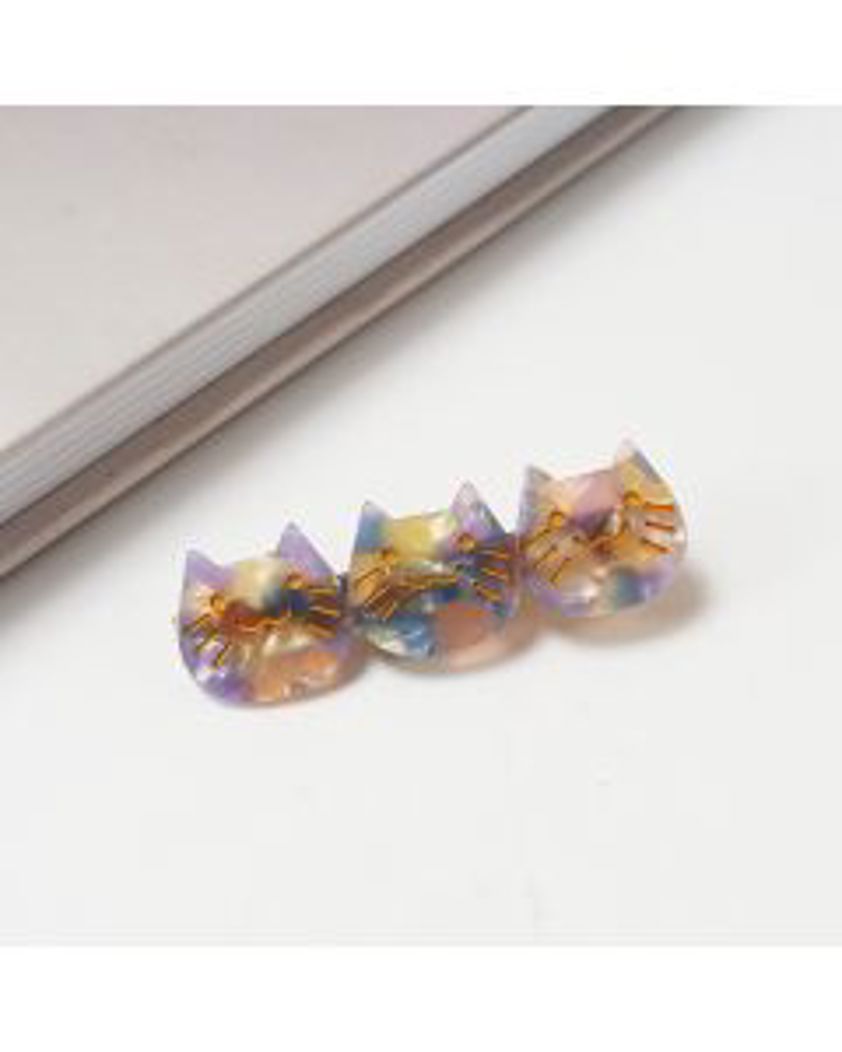 Cat Faces Purple Hair Clip