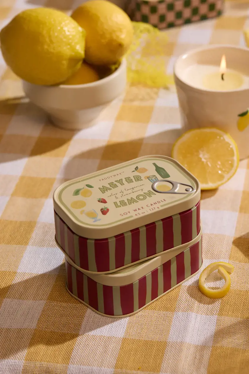 Bistro 4.5oz/127g Lemon Printed Tin Candle - Meyer Lemon