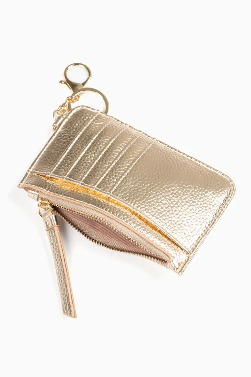 Gold Mia Card Holder Faux Leather