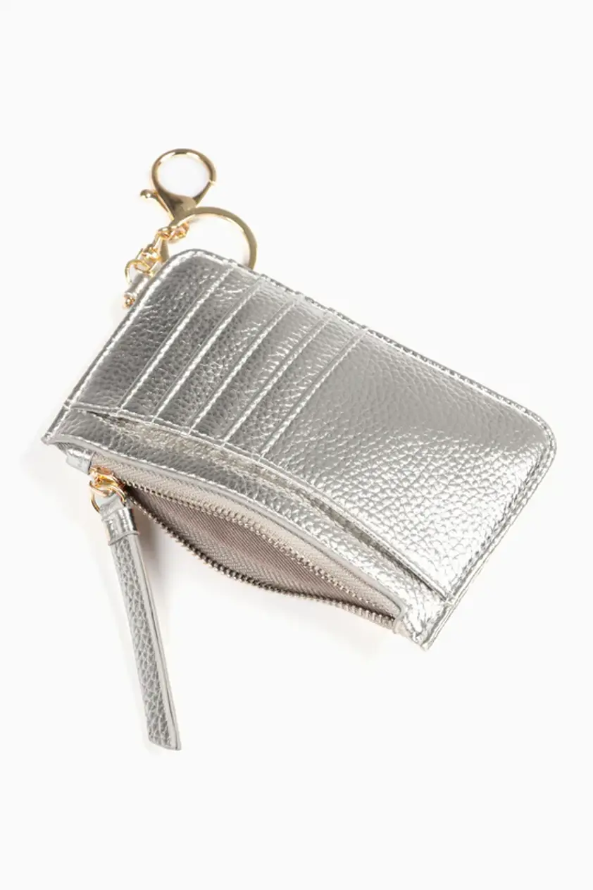 Silver Mia Card Holder Faux Leather