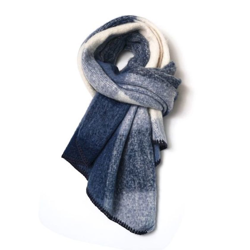 Tartan Angled Scarf Denim