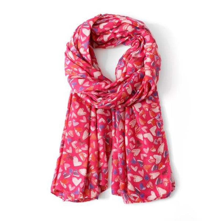 eco Heart Print Fuchsia Scarf