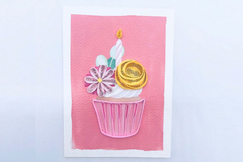 Quilling Card Pink Cupcake