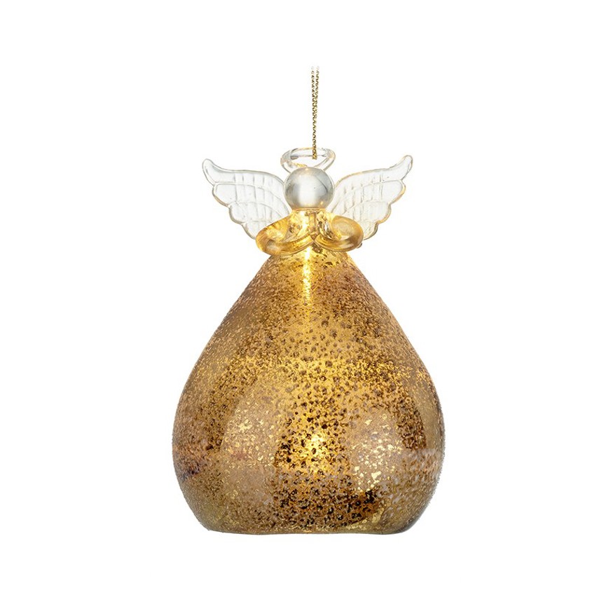 Vintage Gold Glass Angel With Lights