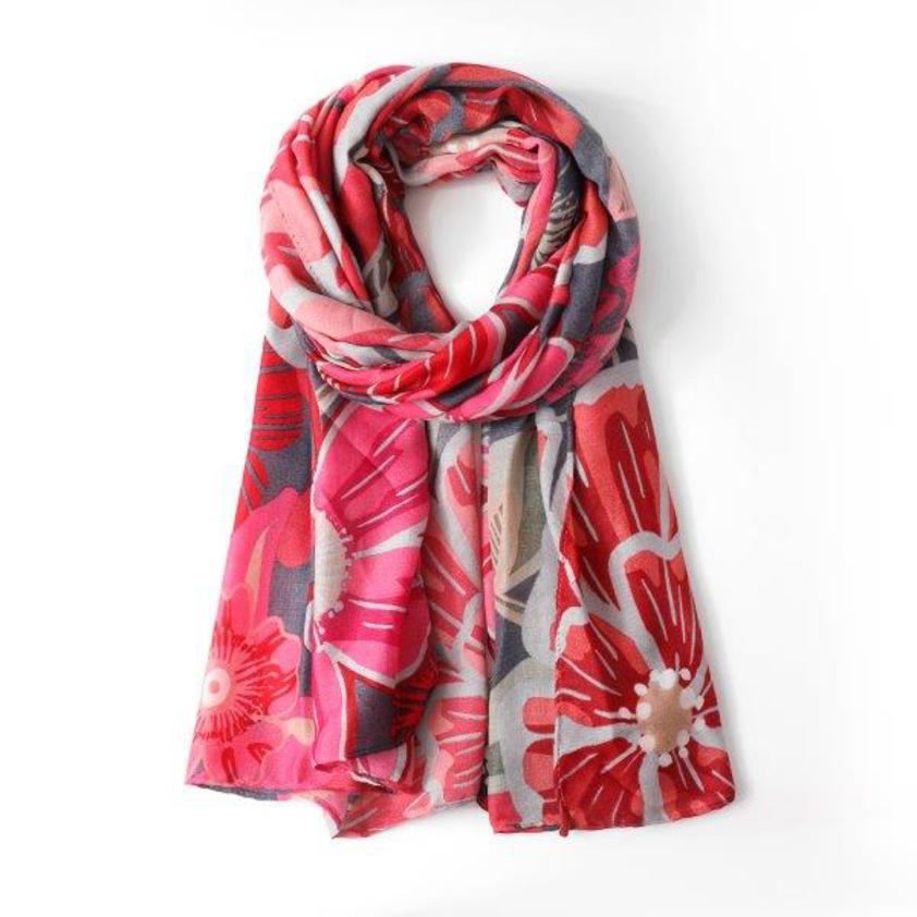 Pink eco Floral Print  Scarf Pink