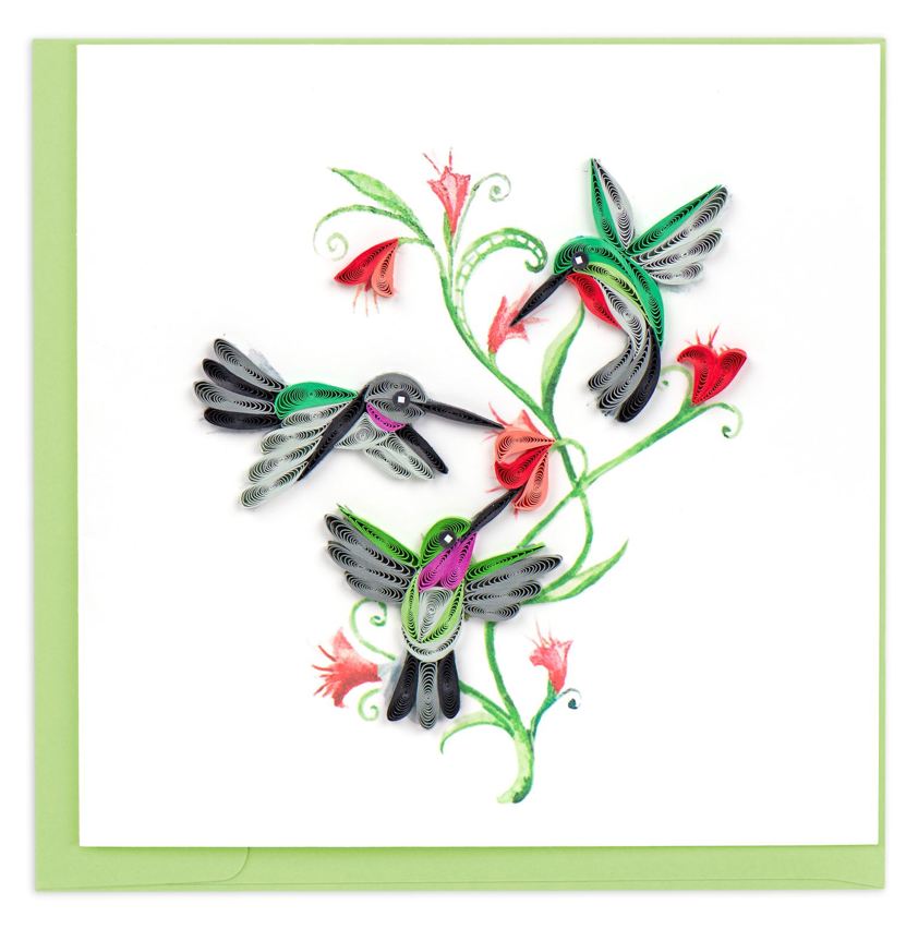 Quilling Card Hummingbird Trio