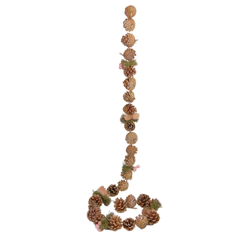 Pinecone Garland W/Pink Berries 150Cm