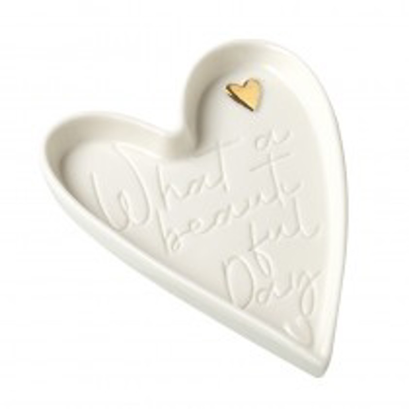 Porcelain Heart Tray With Gold Heart