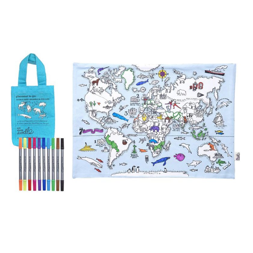 World Map: Animals & Sea Life Placemat to go