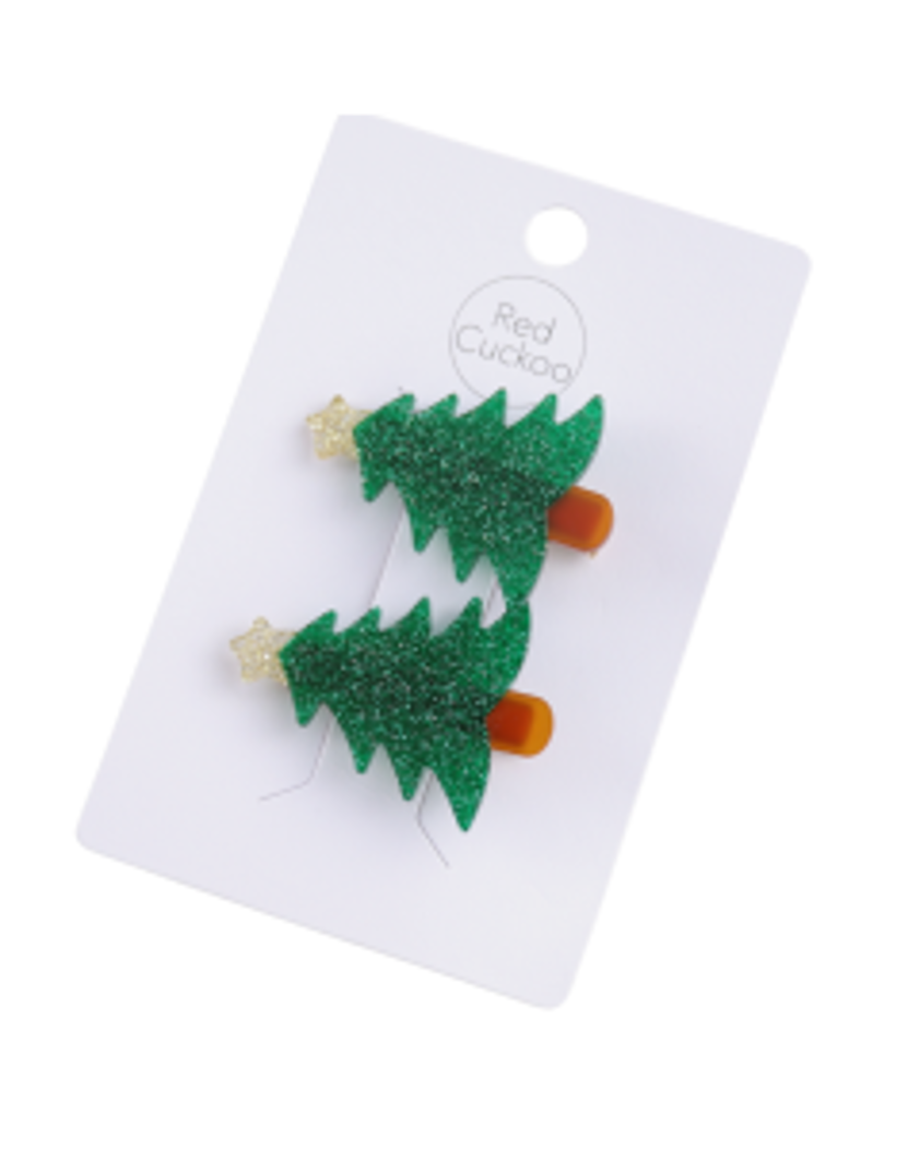 Xmas Tree Hair Clips Twin Pack