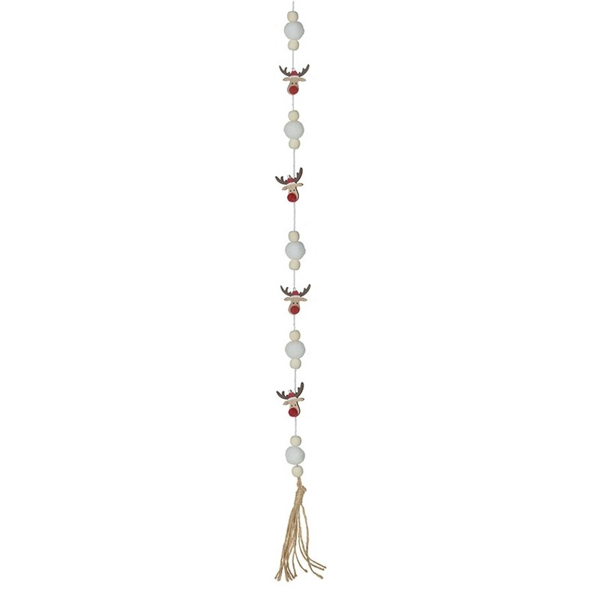 Wooden Deer Head Garland