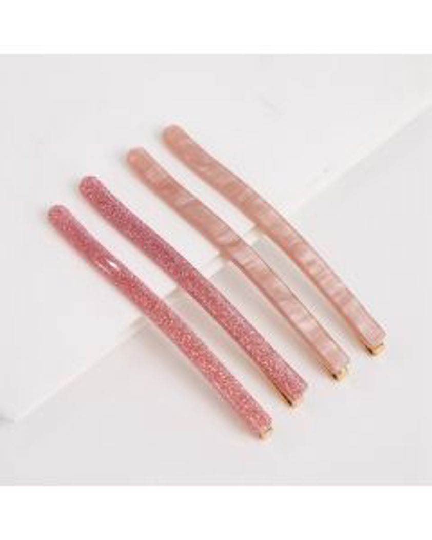 Pink Shimmer Hair Clips Pack Of Four