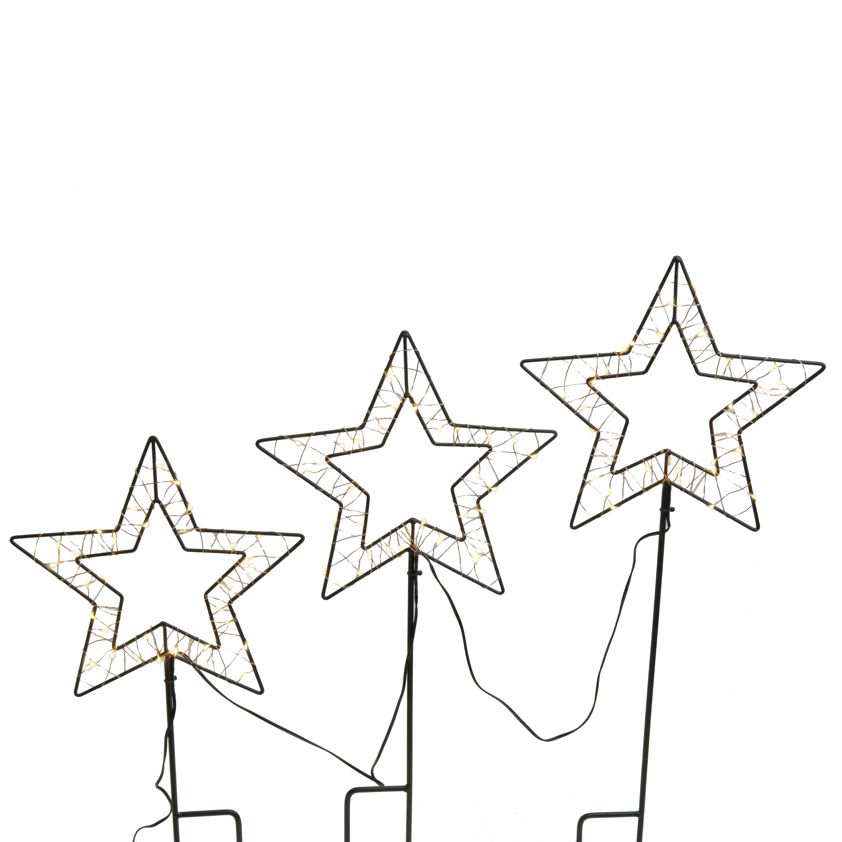Led Black Star Stake (3) 60Cm