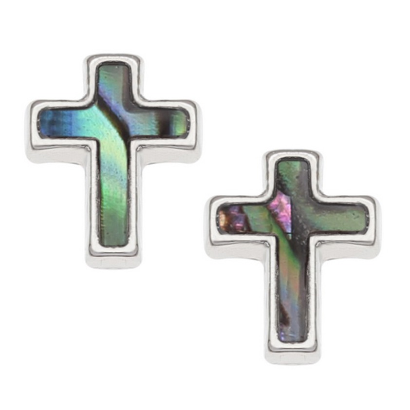 TJ Small Cross Earrings - Natural Paua Shell