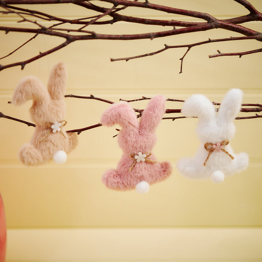 Bunny Hanger Furry Fabric With Pom Pom Tail