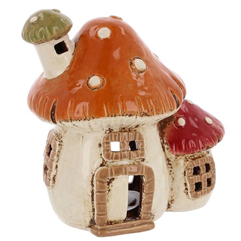 Village Pottery 2 Mushrooms House Tealight