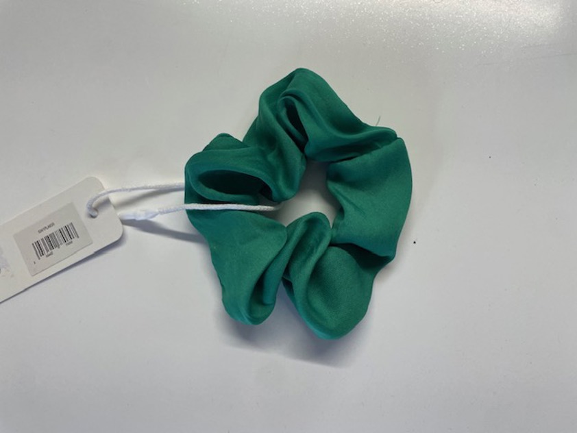 Green Plain Silk Textured Scrunchie