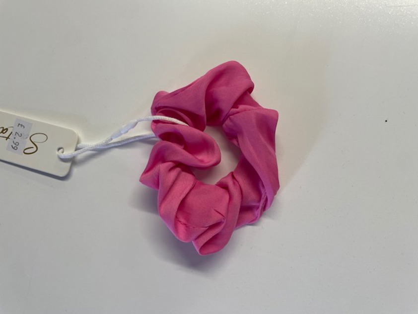 Hot Pink Plain Silk Textured Scrunchie