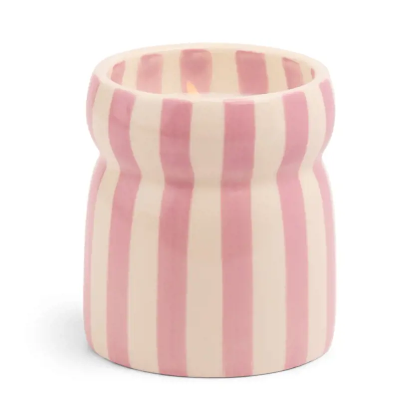 Cabana 6.5oz/184g Lavender Striped Ceramic Candle - Grecian Sand Boxed
