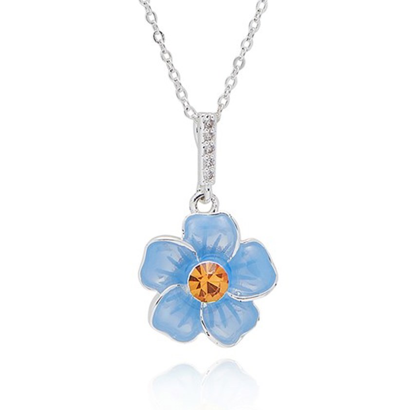 Forget Me Not Silver Plated Dainty Necklace