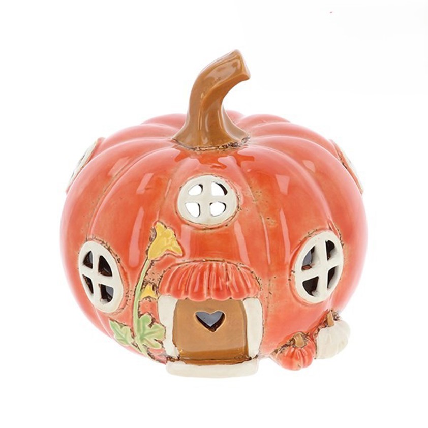 Village Pottery Pumpkin House Tealight