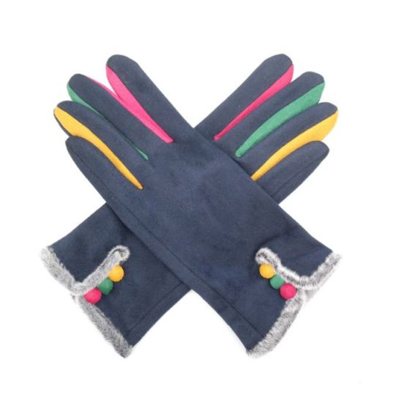 Multi Buttons Gloves Navy