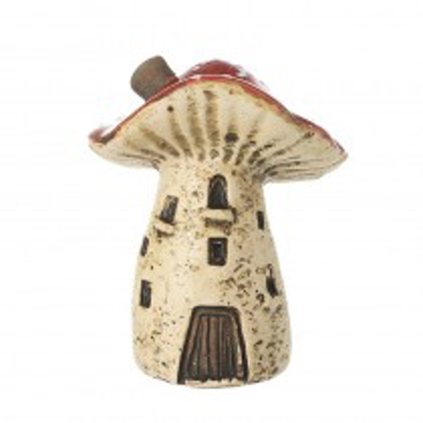 Red Stoneware Mushroom House Orn