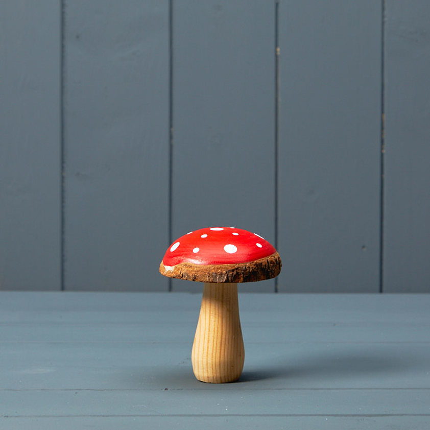 red wooden mushroom 8x10