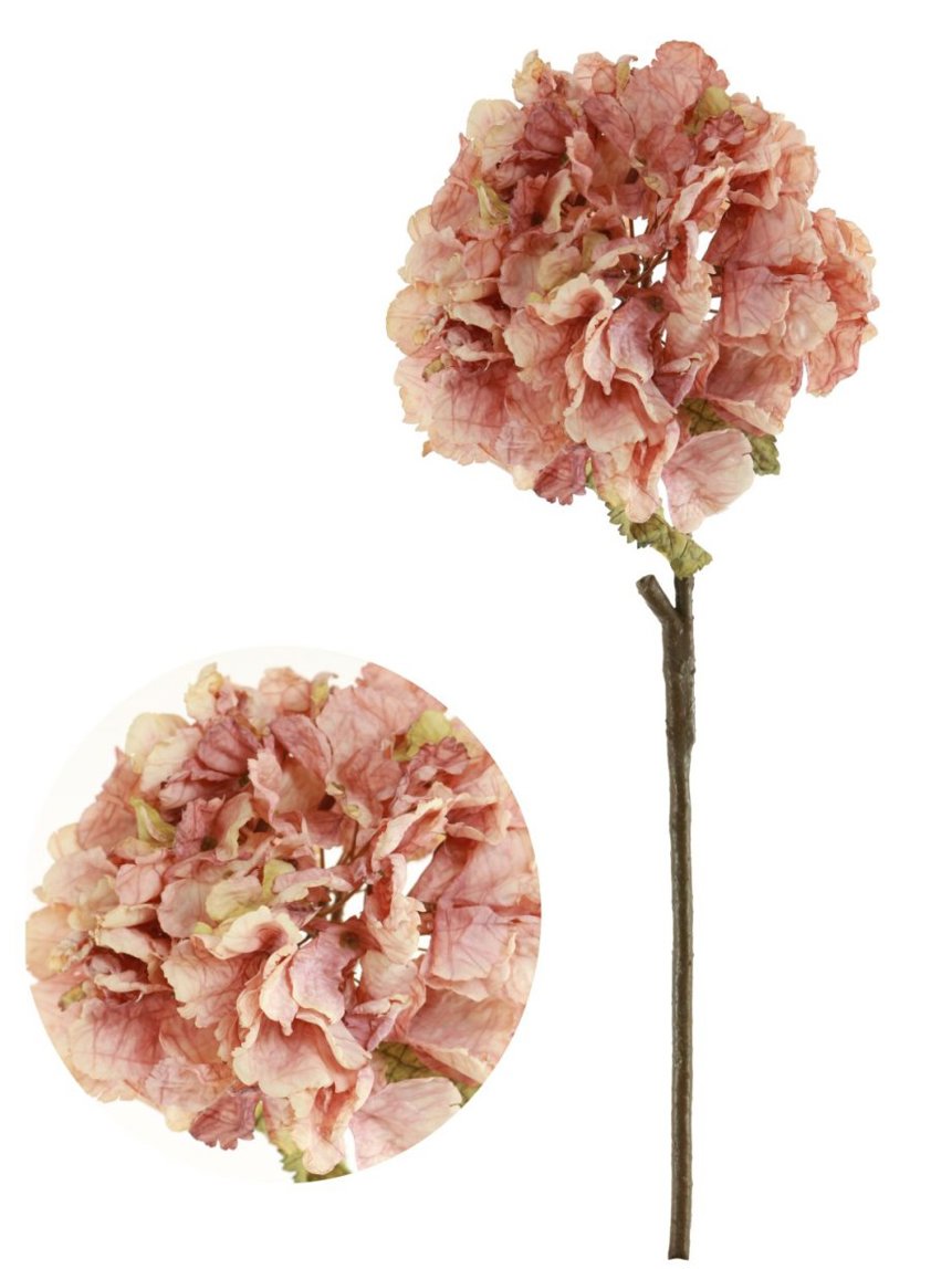 Dried Touch Ruffled Hydrangea Dusty Pink 52cm