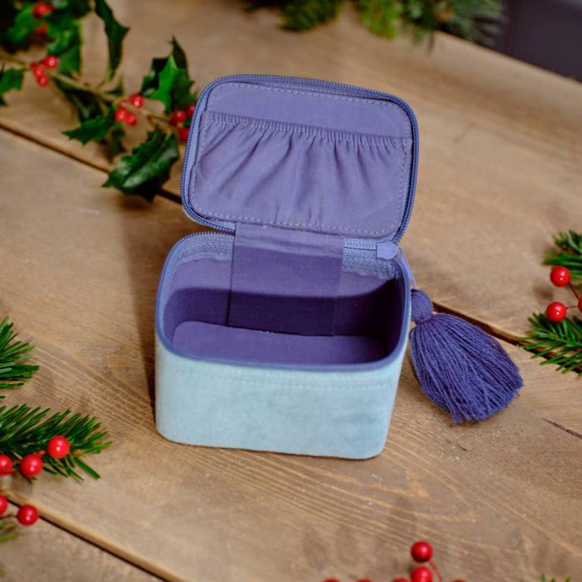 Festive Robin Velvet Jewellery Box With Embroidery And Beads
