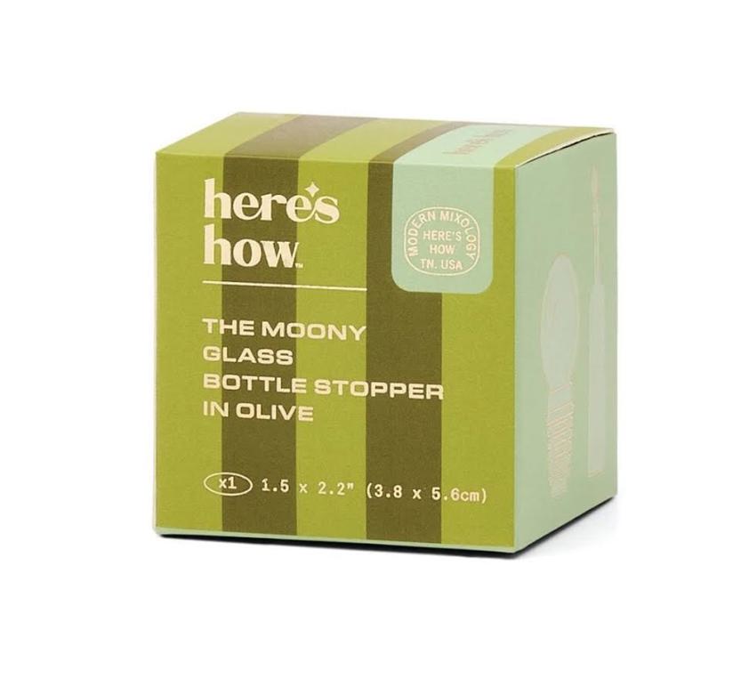 The Moony Glass Bottle Stopper - Olive